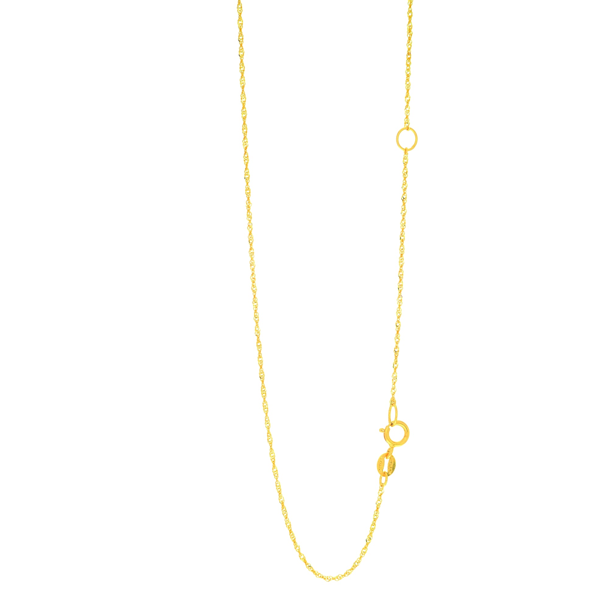 14K Yellow Gold 1.1mm Extendable Singapore 18" Chain (Jump Ring at 16 inch) with Spring Ring