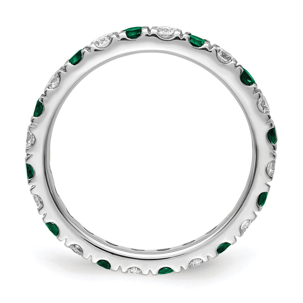 14K White Gold Lab Grown Dia VS/SI FGH & Cr Emerald Eternity Band