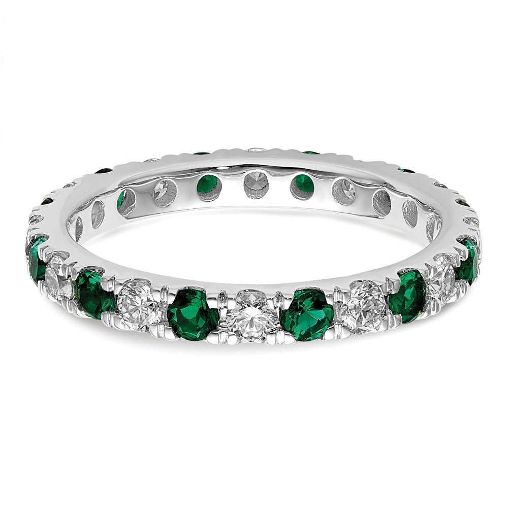 14K White Gold Lab Grown Dia VS/SI FGH & Cr Emerald Eternity Band