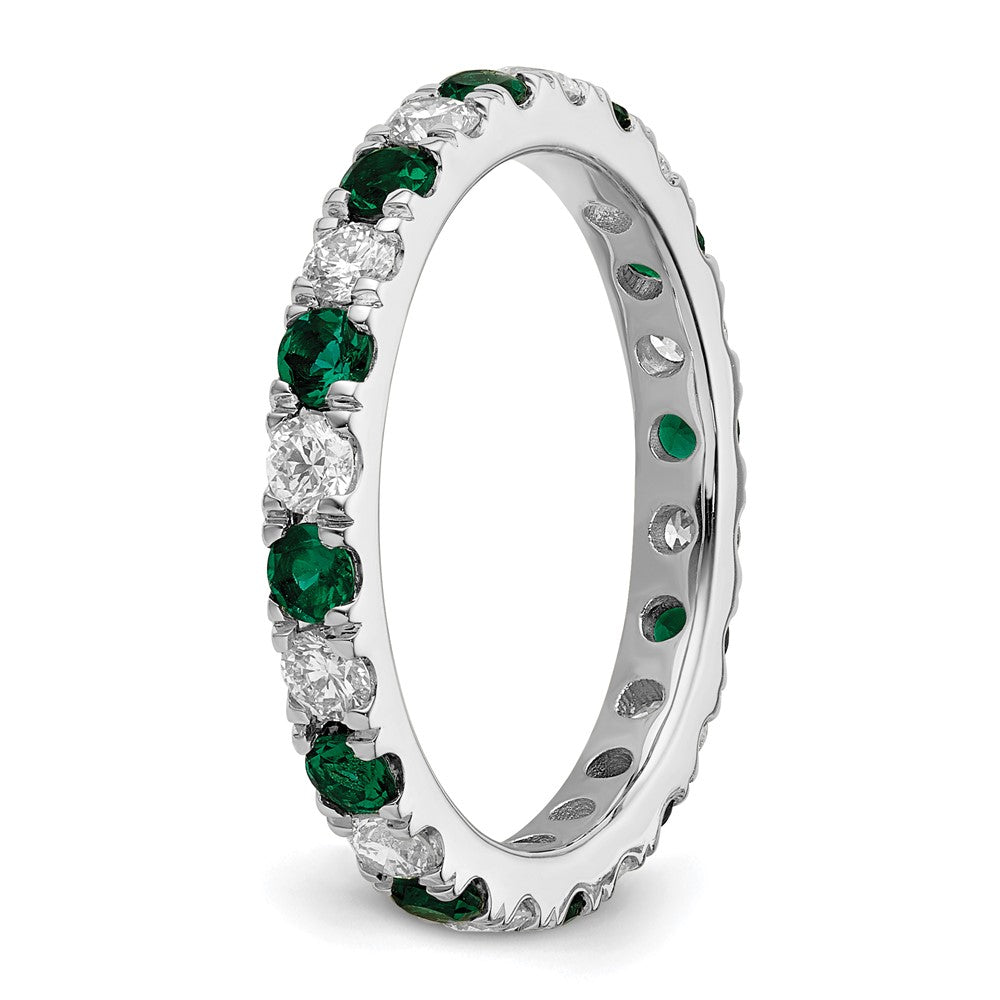 14K White Gold Lab Grown Dia VS/SI FGH & Cr Emerald Eternity Band