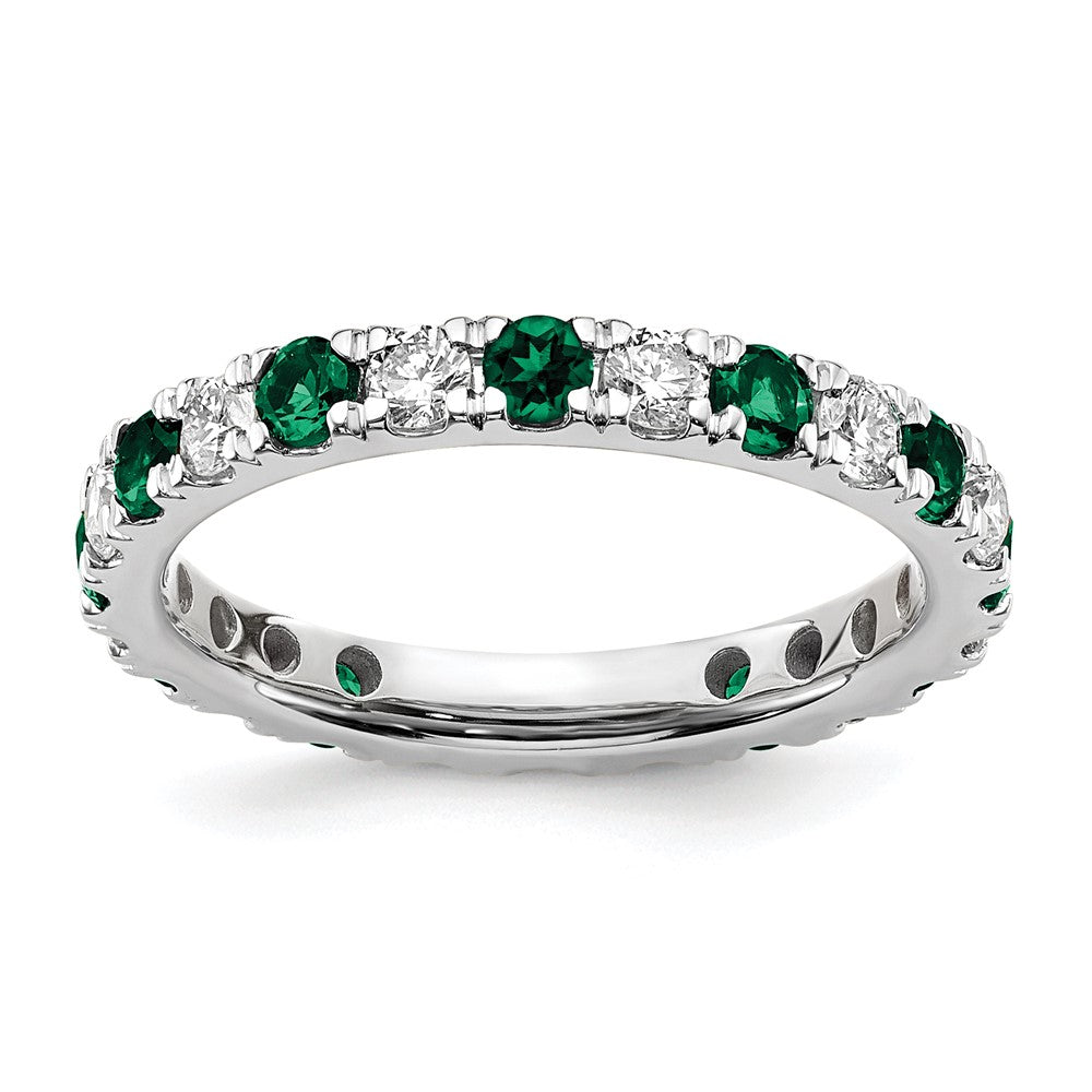 14K White Gold Lab Grown Dia VS/SI FGH & Cr Emerald Eternity Band