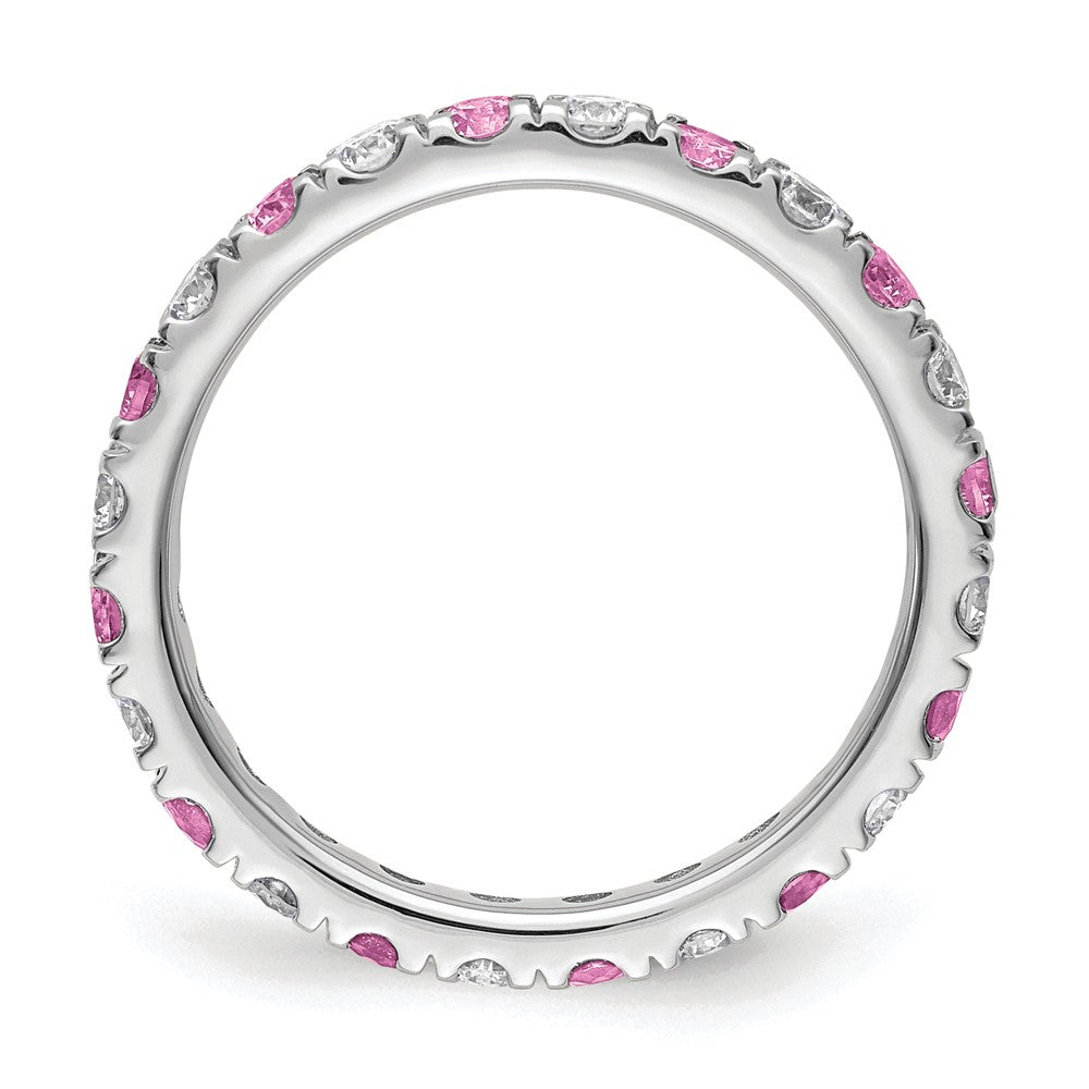 14K White Gold Lab Grown Dia VS/SI FGH & Cr Pink Sapp Eternity Ban