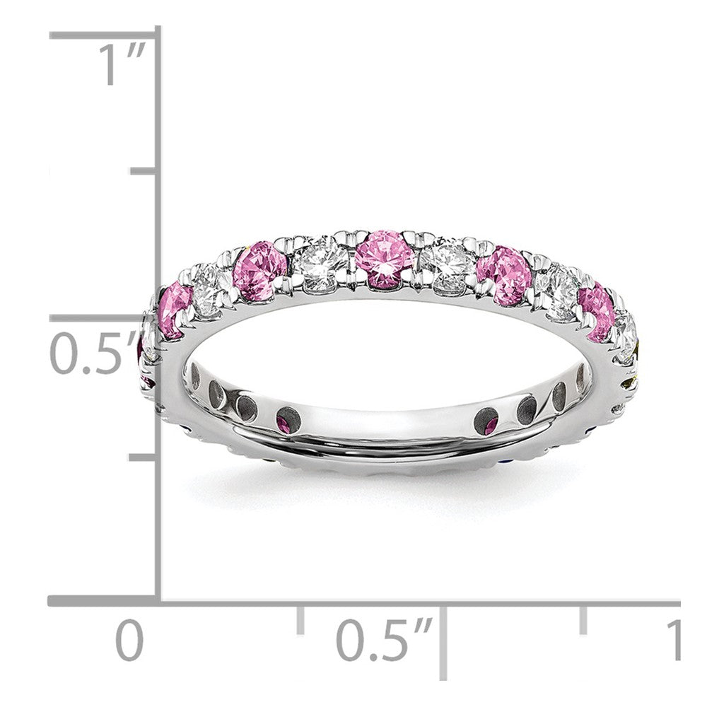 14K White Gold Lab Grown Dia VS/SI FGH & Cr Pink Sapp Eternity Ban