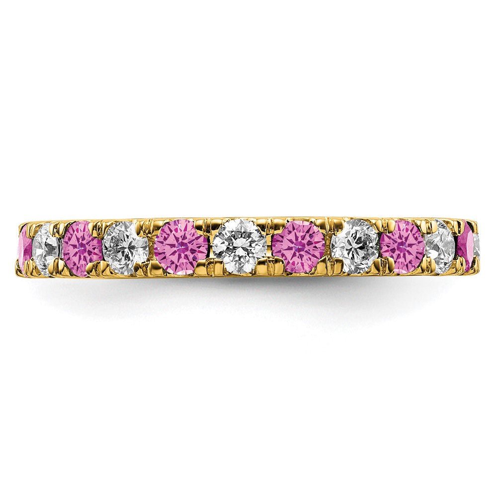 14K Lab Grown Diamond VS/SI FGH & Cr Pink Sapp Eternity Band