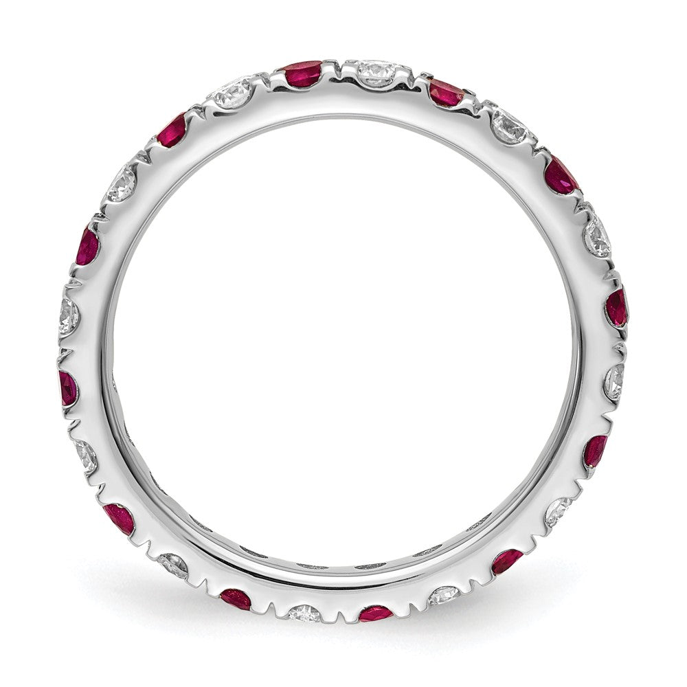 14K White Gold Lab Grown Diamond VS/SI FGH & Cr Ruby Eternity Band