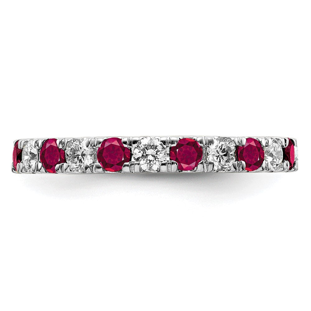 14K White Gold Lab Grown Diamond VS/SI FGH & Cr Ruby Eternity Band