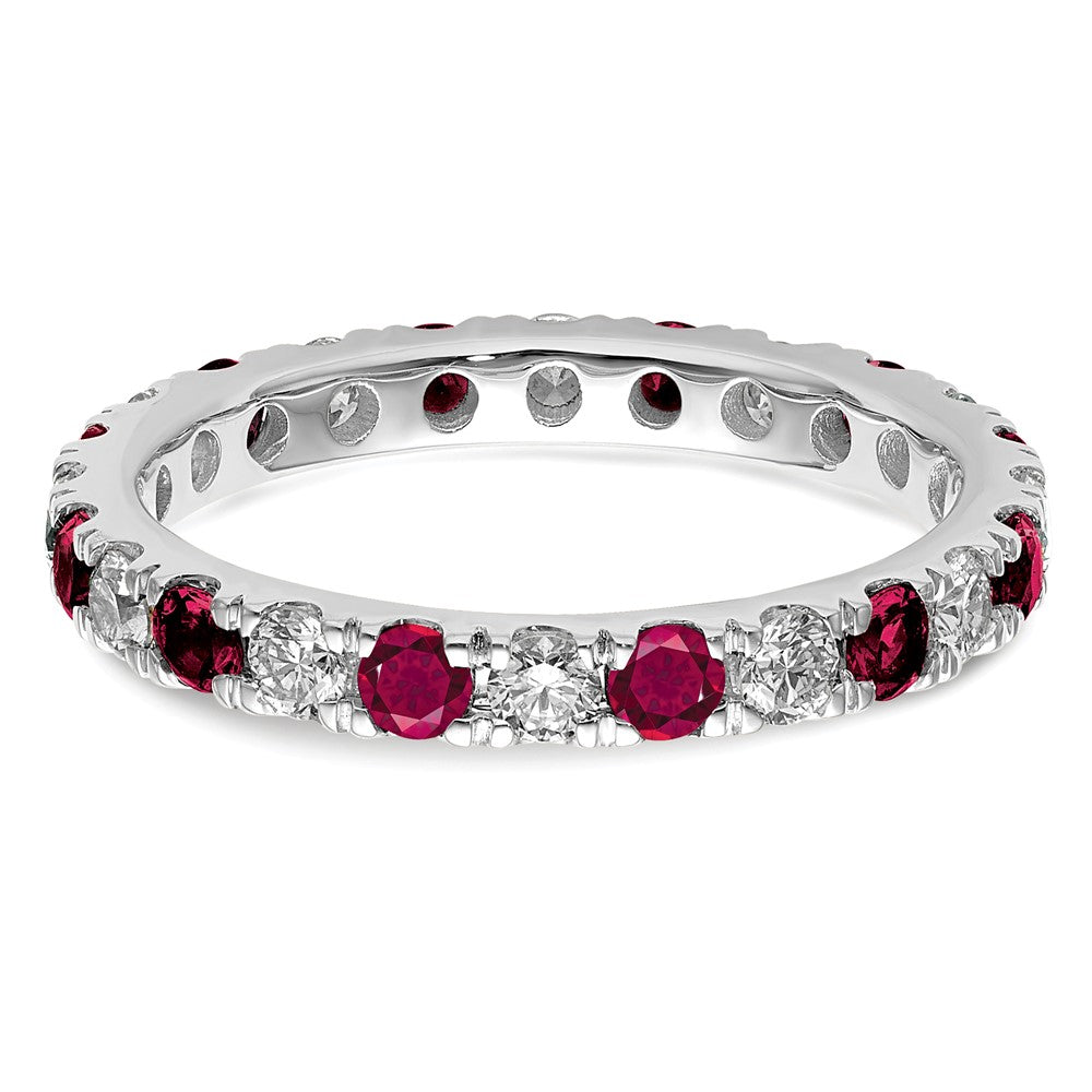 14K White Gold Lab Grown Diamond VS/SI FGH & Cr Ruby Eternity Band