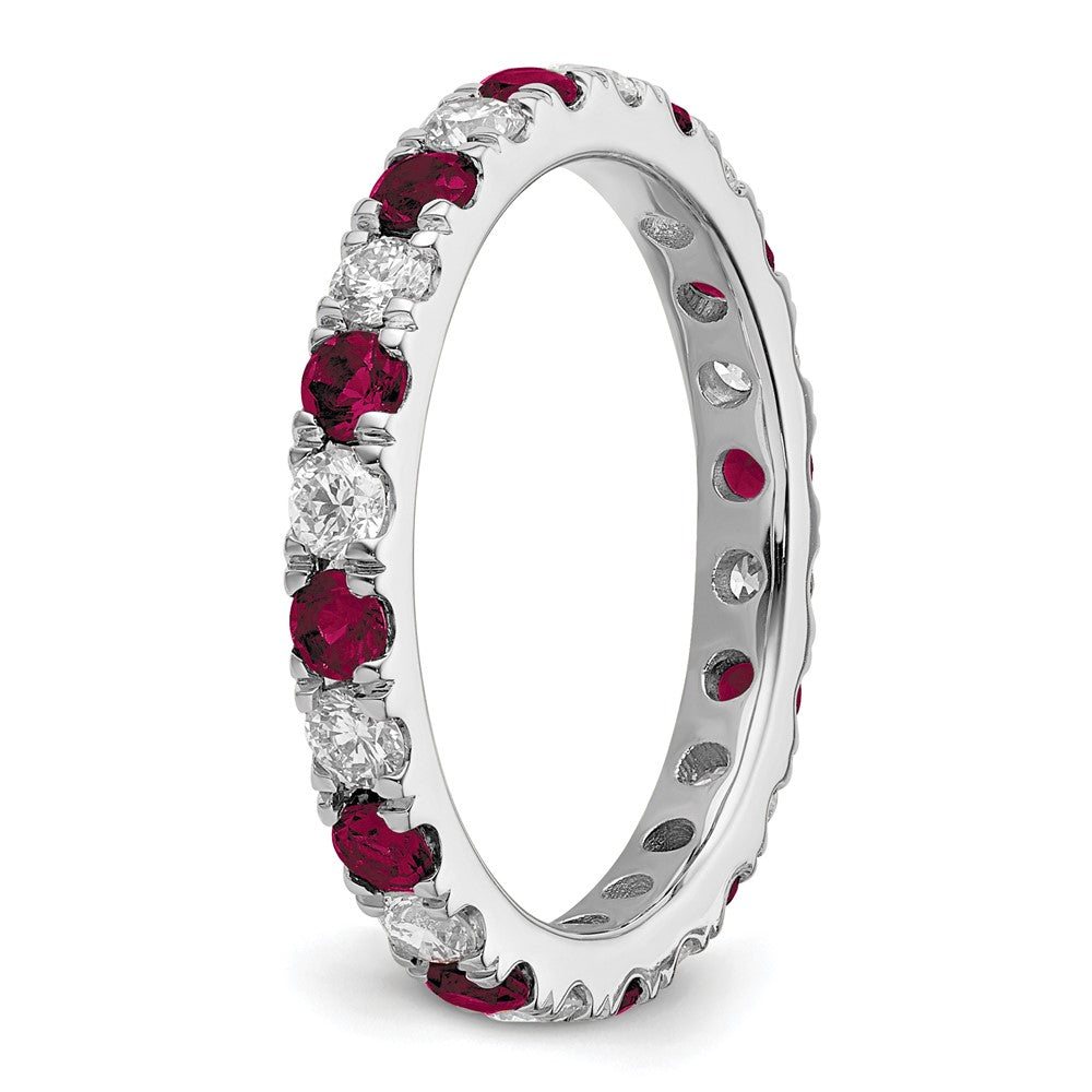 14K White Gold Lab Grown Diamond VS/SI FGH & Cr Ruby Eternity Band