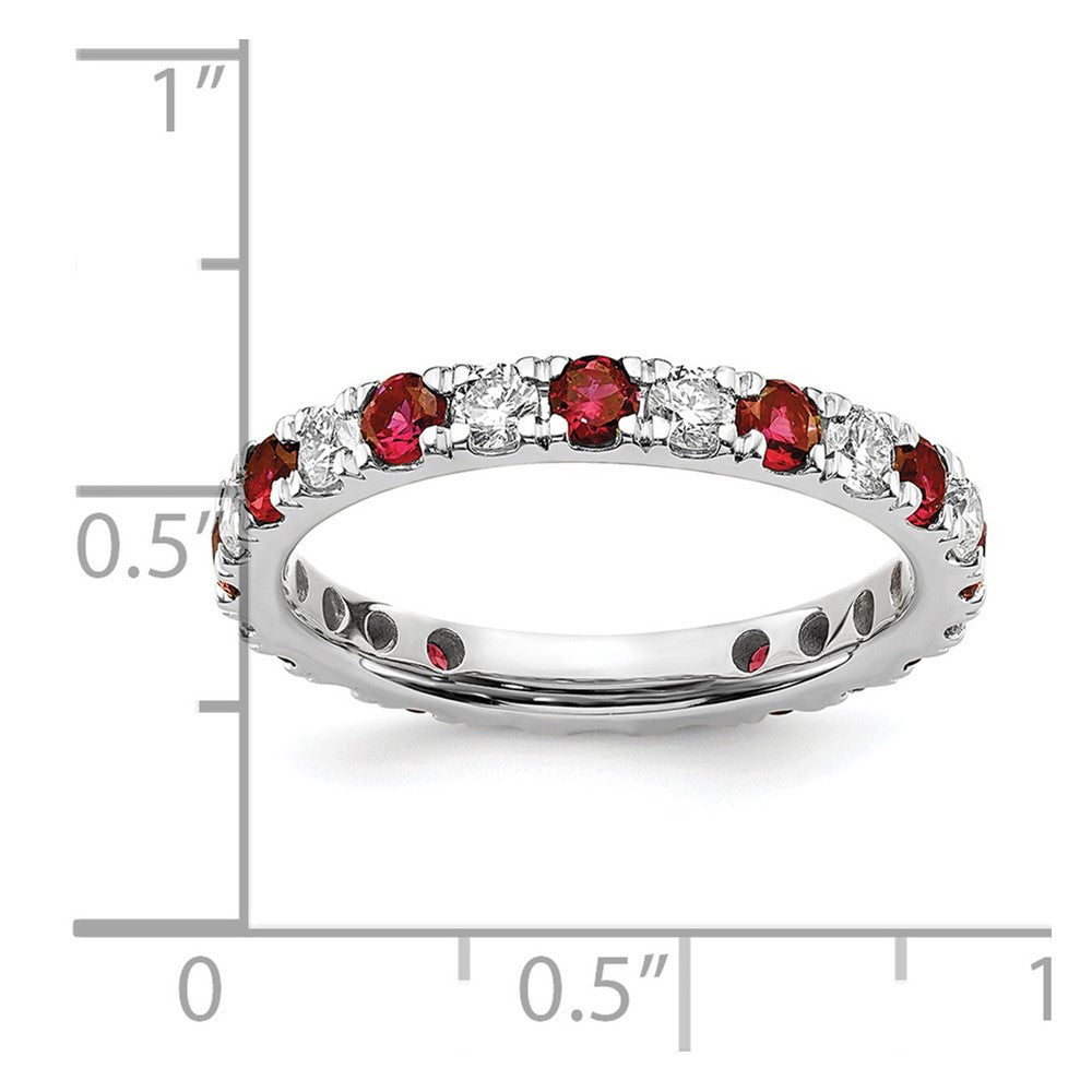 14K White Gold Lab Grown Diamond VS/SI FGH & Cr Ruby Eternity Band