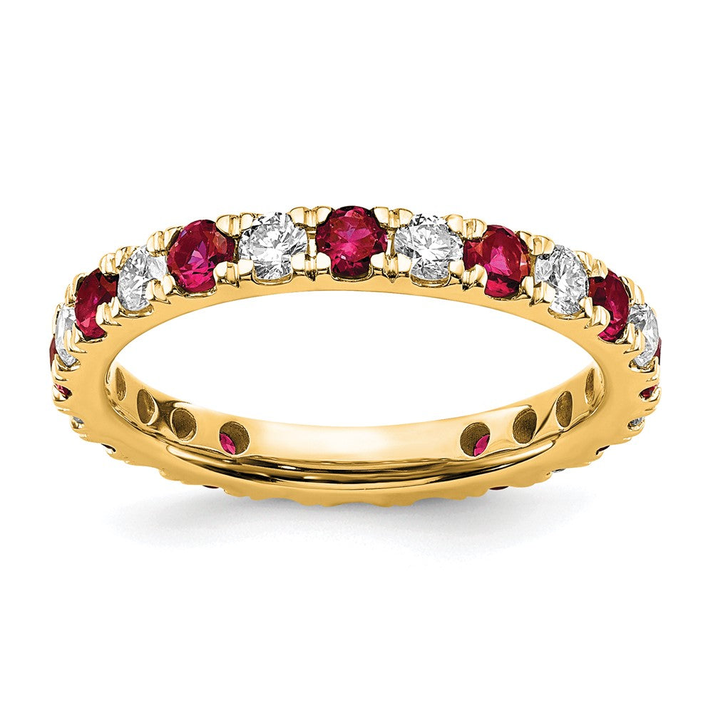 14K Lab Grown Diamond VS/SI FGH & Cr Ruby Eternity Band