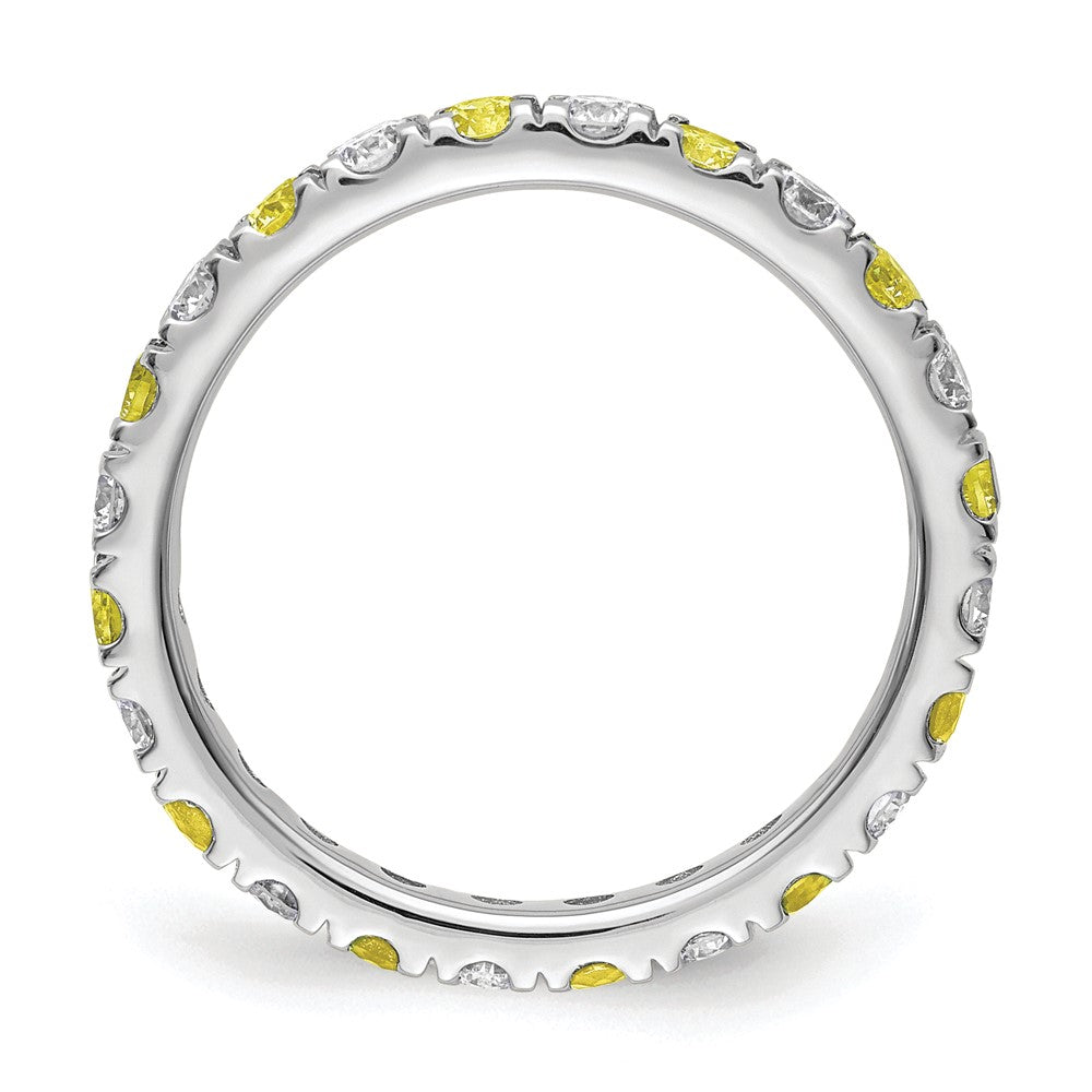 14K White Gold Lab Grown Dia VS/SI FGH & Cr Yellow Sapp Eternity B