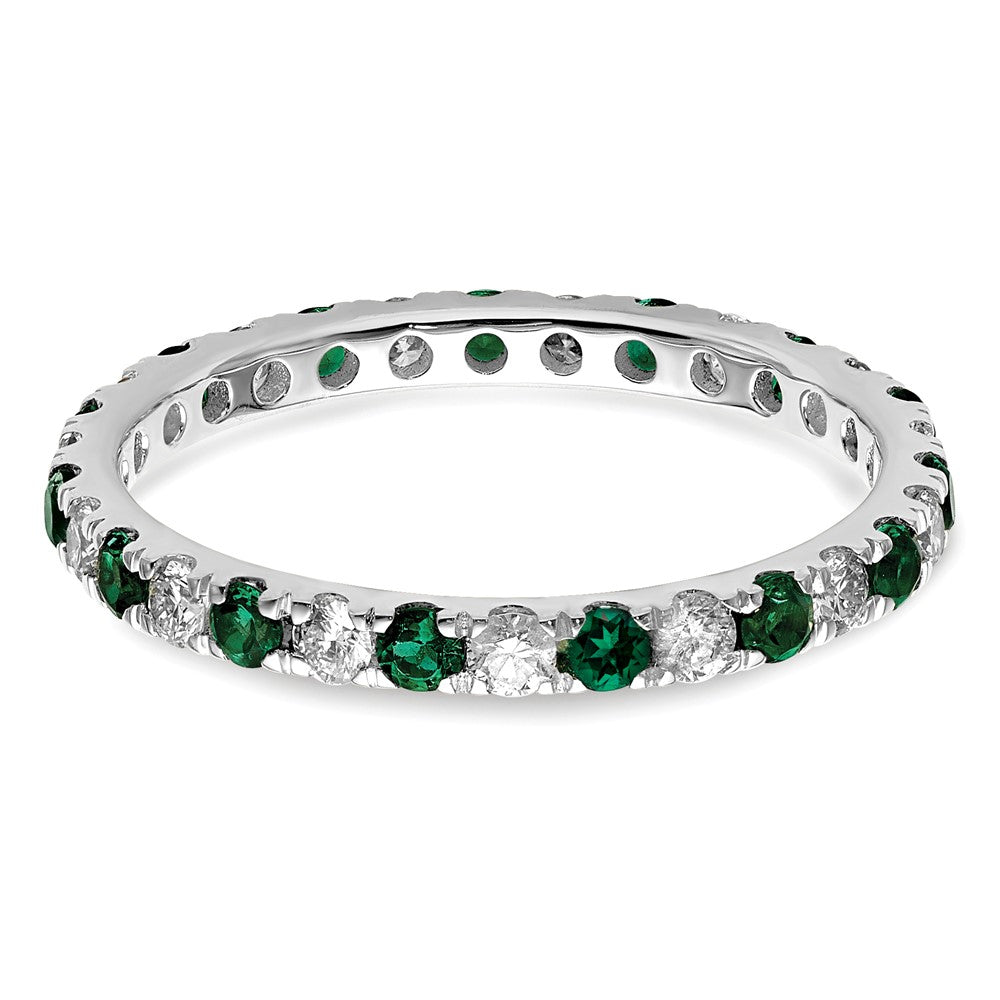 14K White Gold Lab Grown Dia VS/SI FGH & Cr Emerald Eternity Band