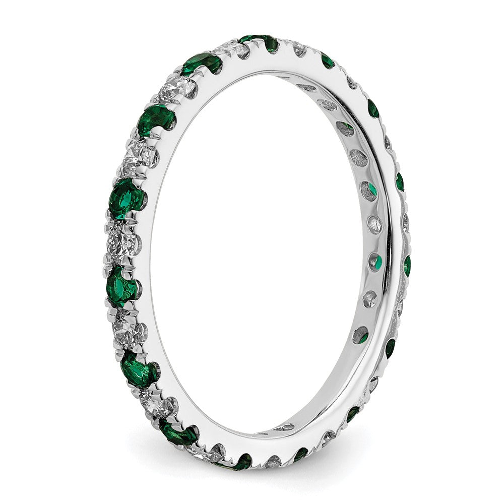 14K White Gold Lab Grown Dia VS/SI FGH & Cr Emerald Eternity Band