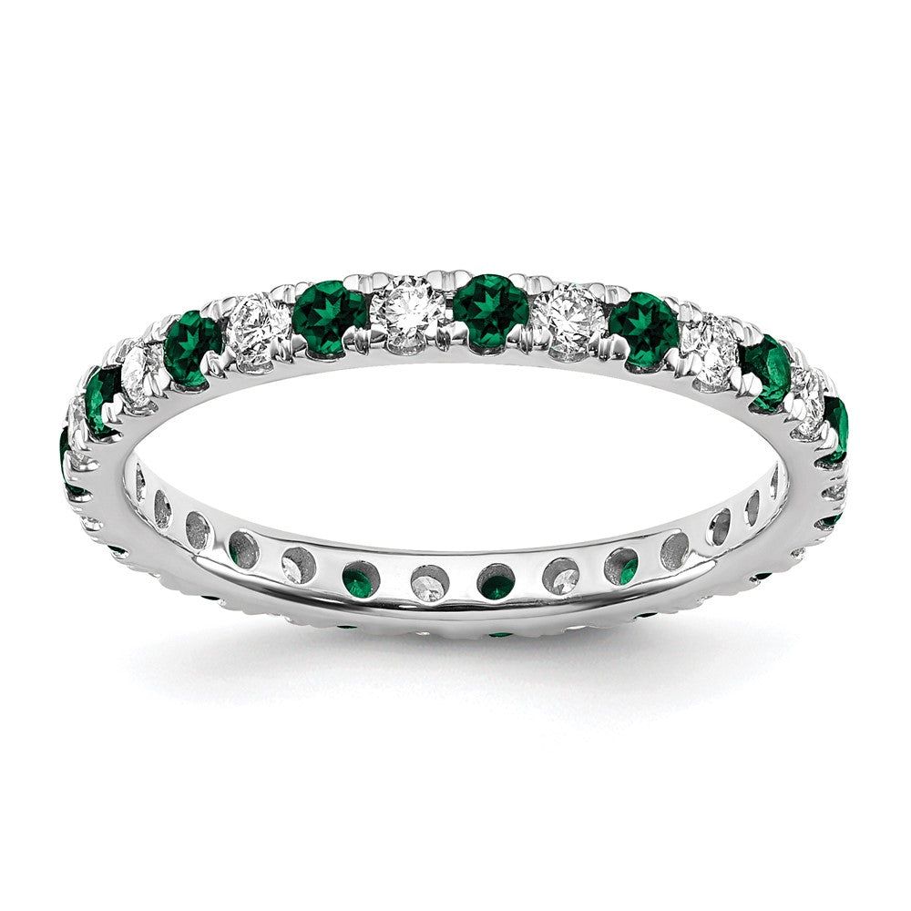 14K White Gold Lab Grown Dia VS/SI FGH & Cr Emerald Eternity Band