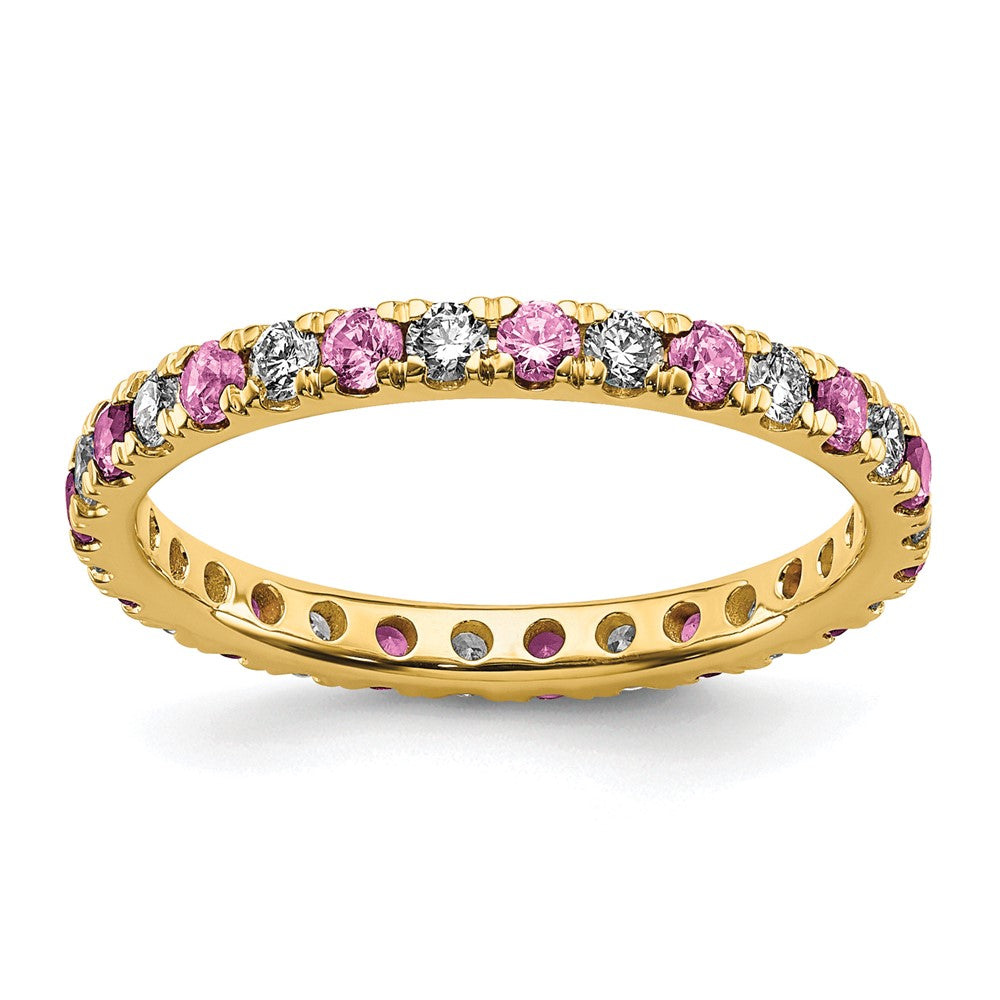 14K Lab Grown Diamond VS/SI FGH & Cr Pink Sapp Eternity Band