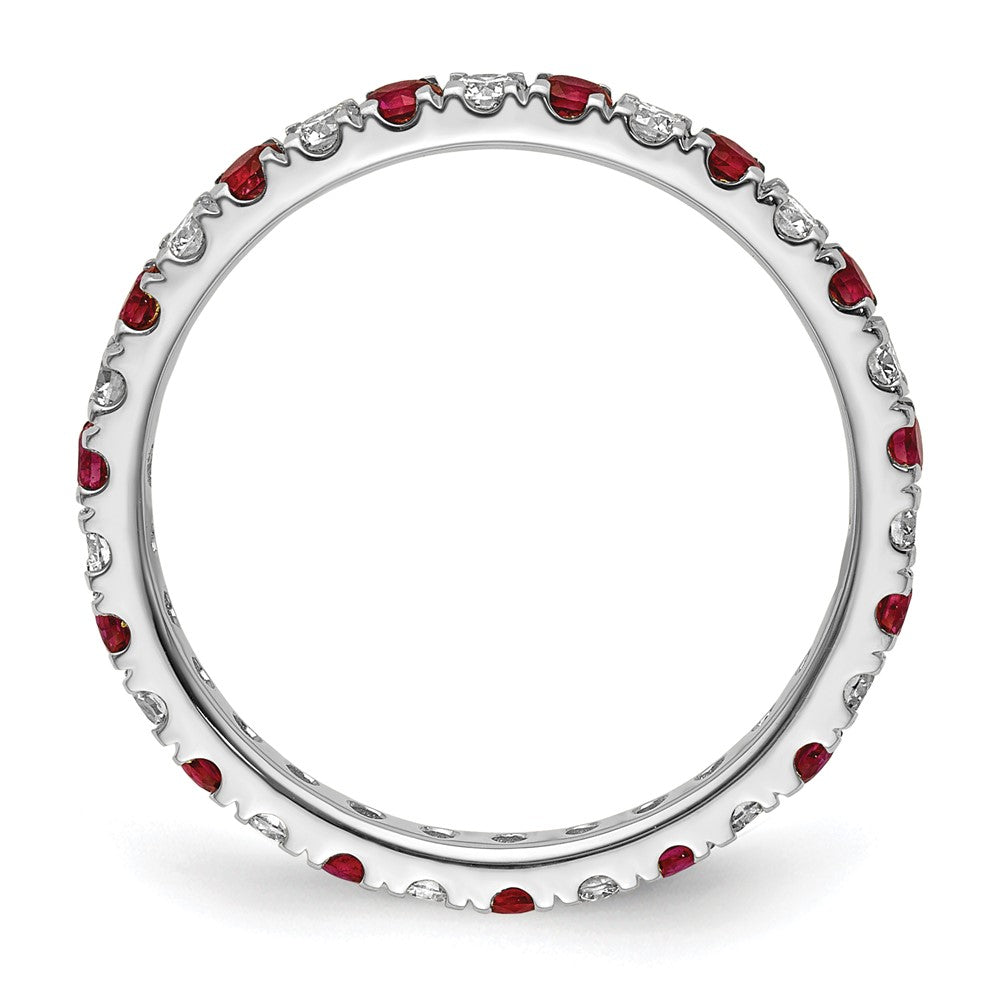 14K White Gold Lab Grown Diamond VS/SI FGH & Cr Ruby Eternity Band