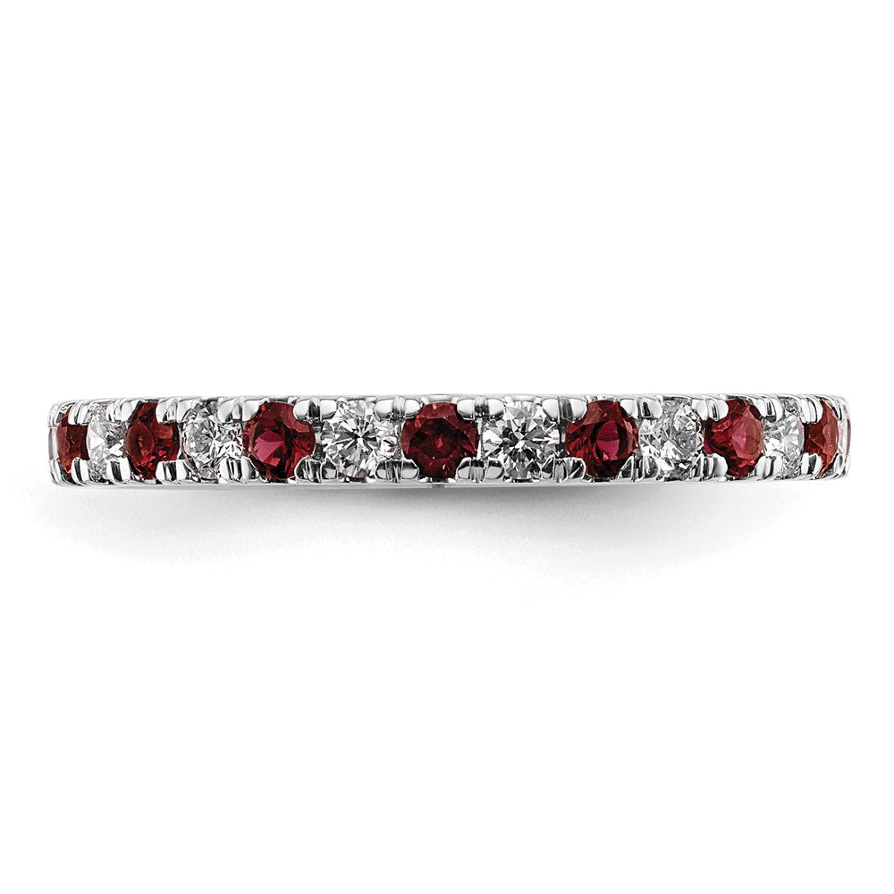 14K White Gold Lab Grown Diamond VS/SI FGH & Cr Ruby Eternity Band