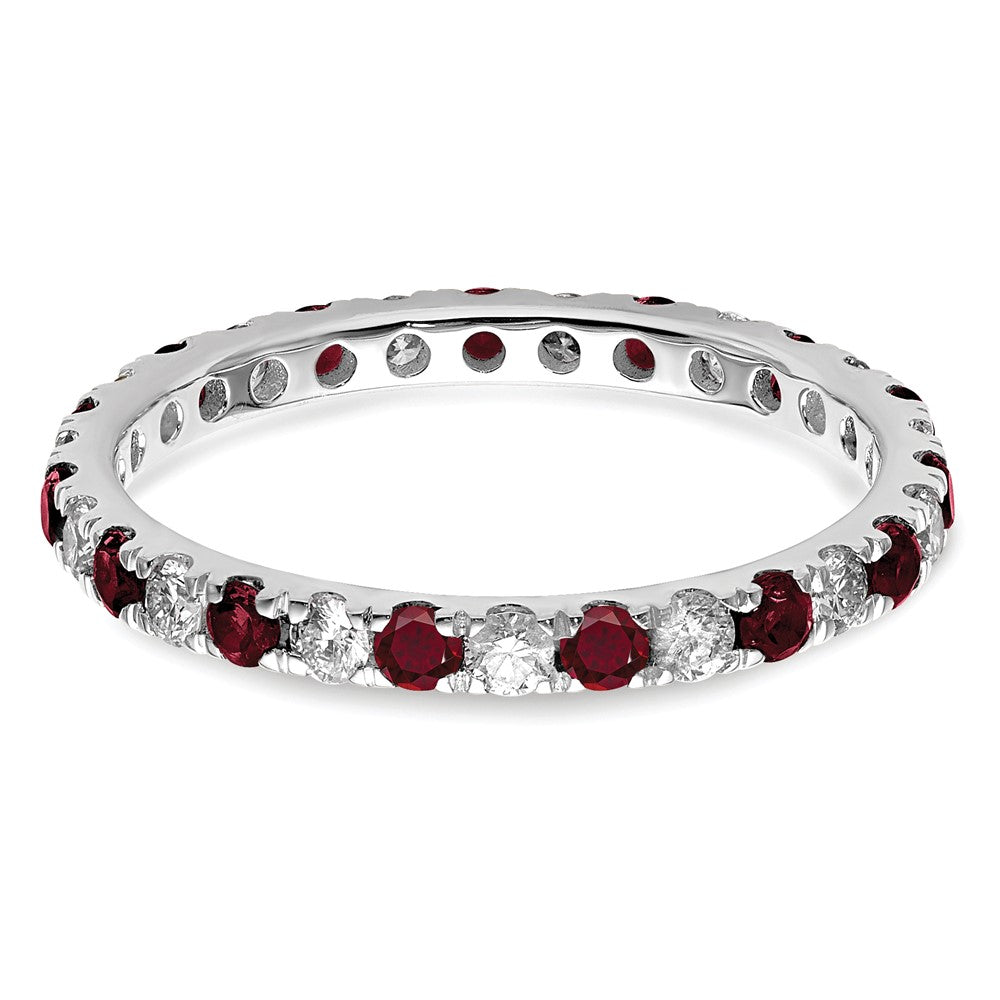 14K White Gold Lab Grown Diamond VS/SI FGH & Cr Ruby Eternity Band