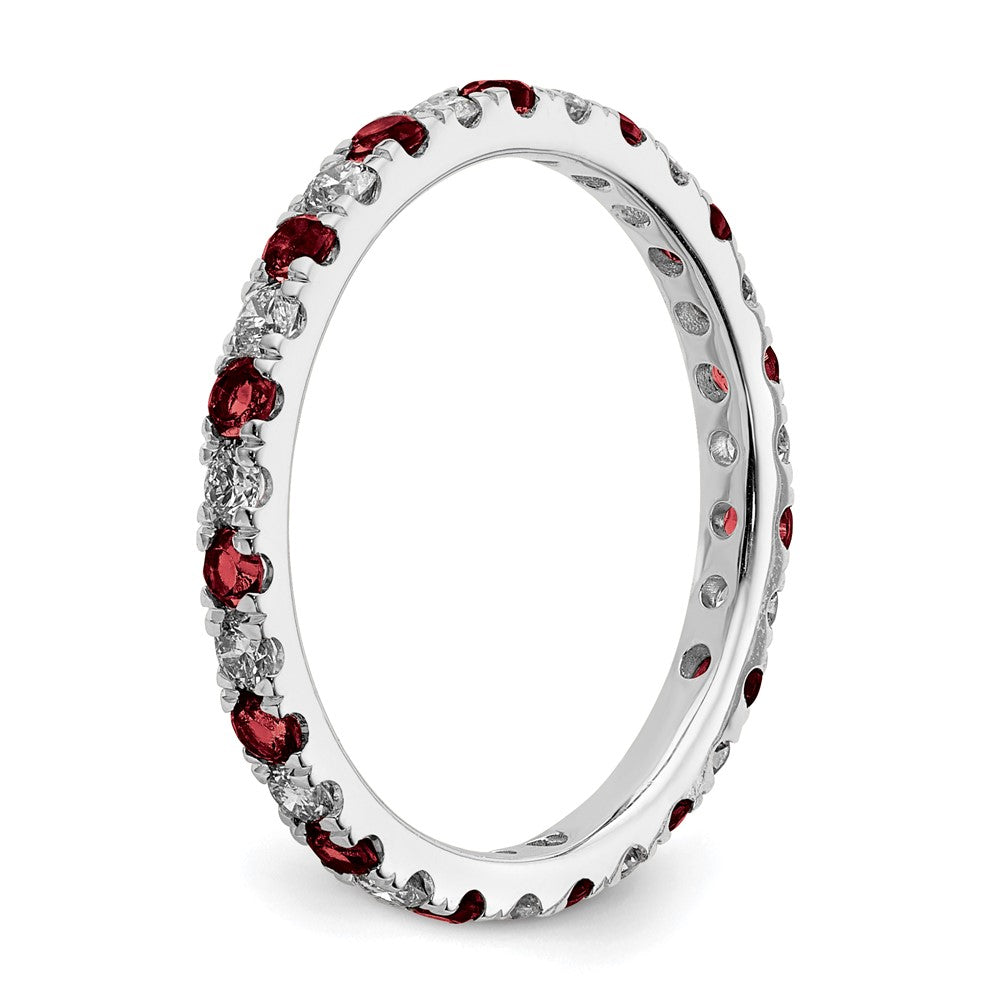 14K White Gold Lab Grown Diamond VS/SI FGH & Cr Ruby Eternity Band