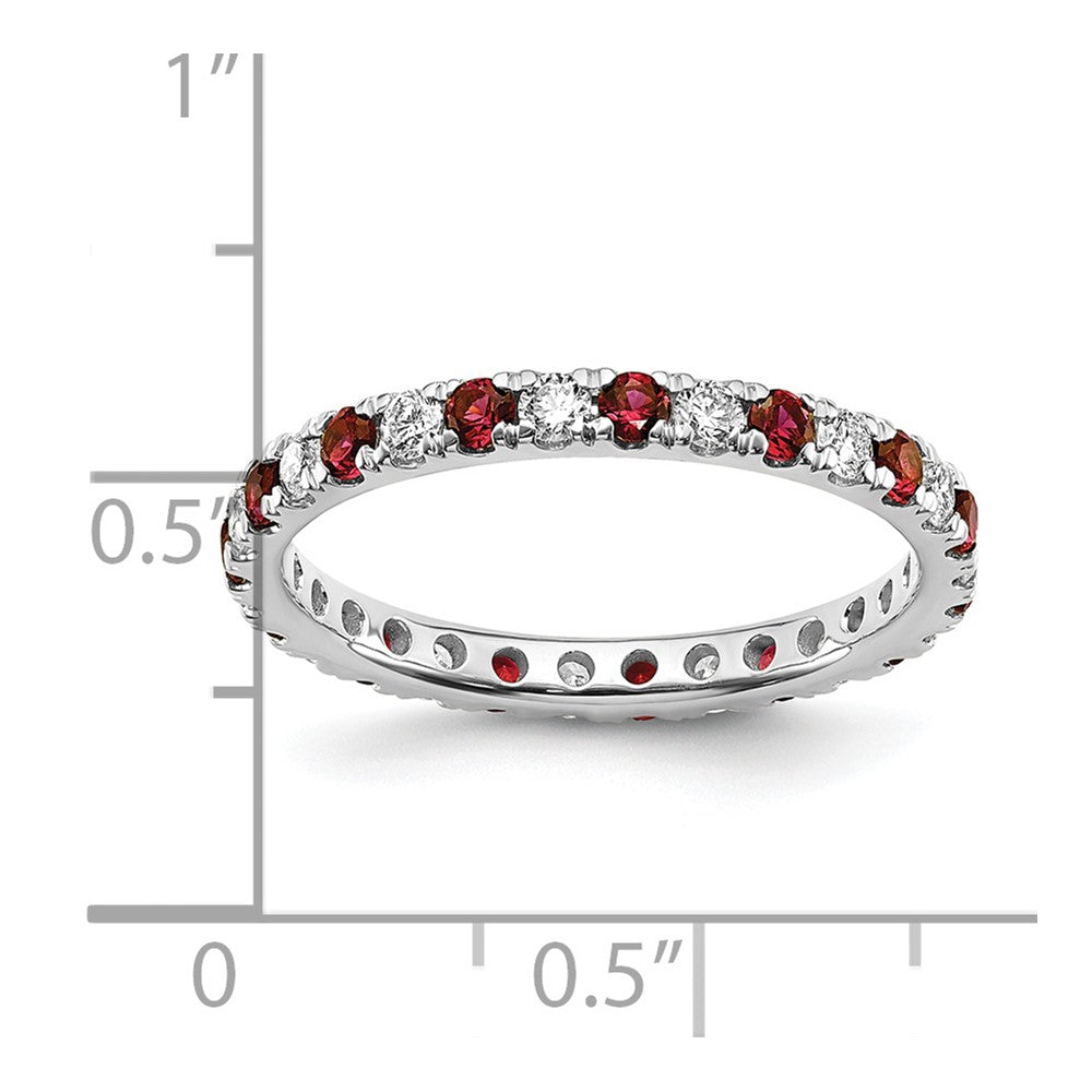 14K White Gold Lab Grown Diamond VS/SI FGH & Cr Ruby Eternity Band