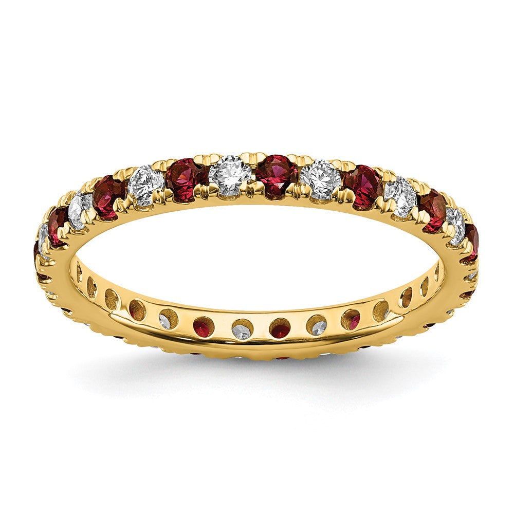 14K Lab Grown Diamond VS/SI FGH & Cr Ruby Eternity Band