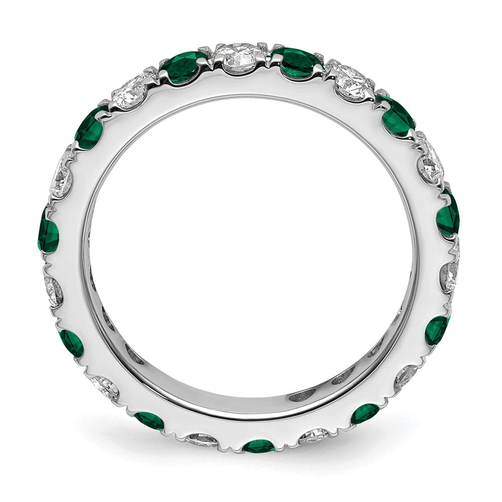 14K White Gold Lab Grown Dia VS/SI FGH & Cr Emerald Eternity Band