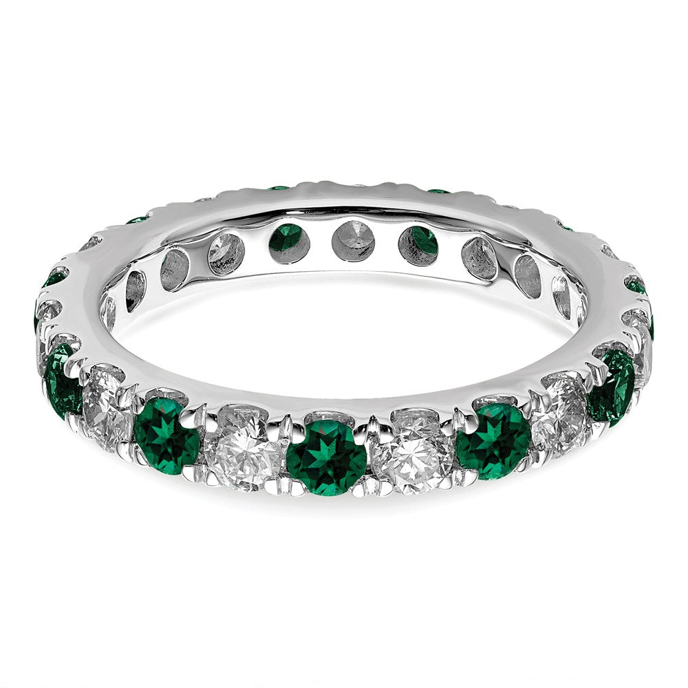 14K White Gold Lab Grown Dia VS/SI FGH & Cr Emerald Eternity Band