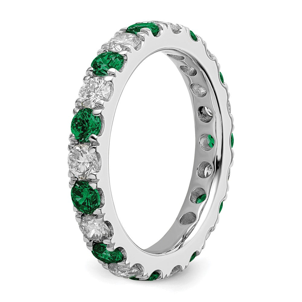 14K White Gold Lab Grown Dia VS/SI FGH & Cr Emerald Eternity Band