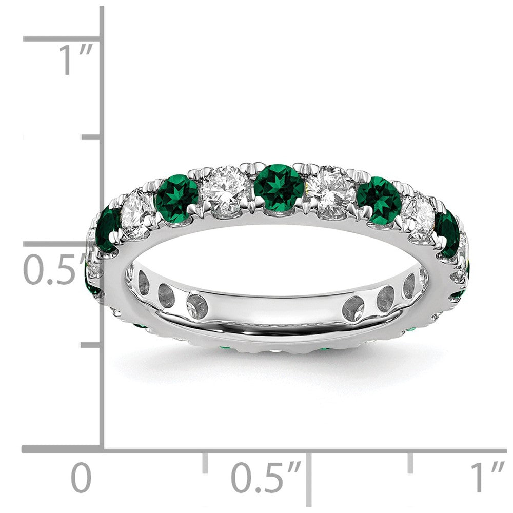 14K White Gold Lab Grown Dia VS/SI FGH & Cr Emerald Eternity Band