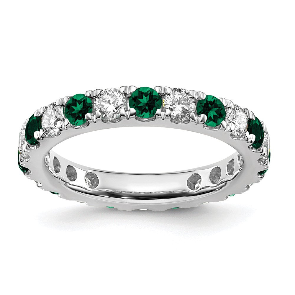 14K White Gold Lab Grown Dia VS/SI FGH & Cr Emerald Eternity Band