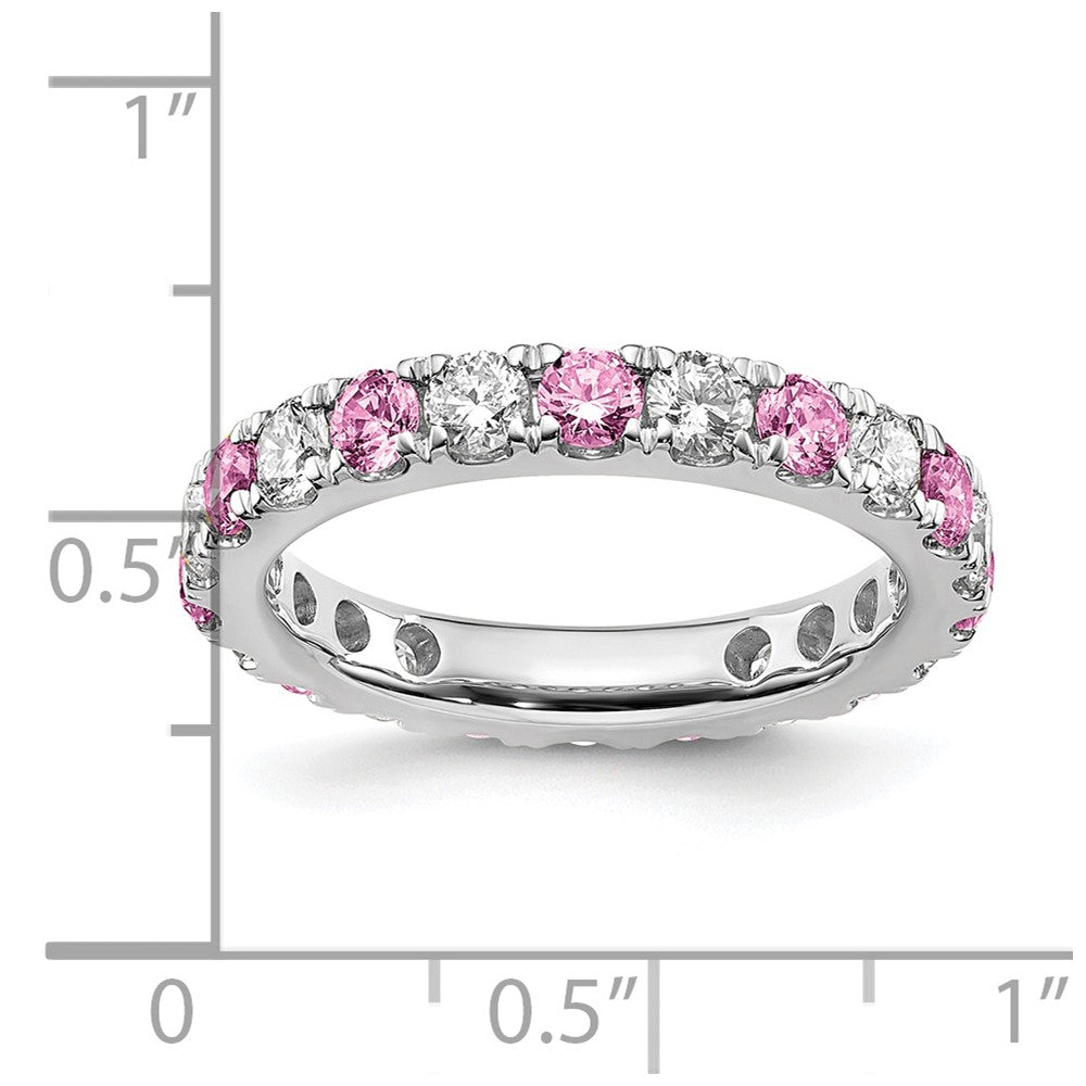 14K White Gold Lab Grown Dia VS/SI FGH & Cr Pink Sapp Eternity Ban