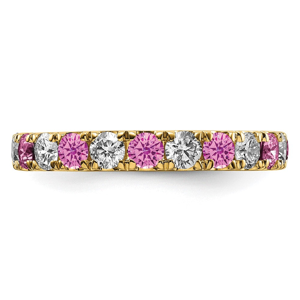 14K Lab Grown Diamond VS/SI FGH & Cr Pink Sapp Eternity Band