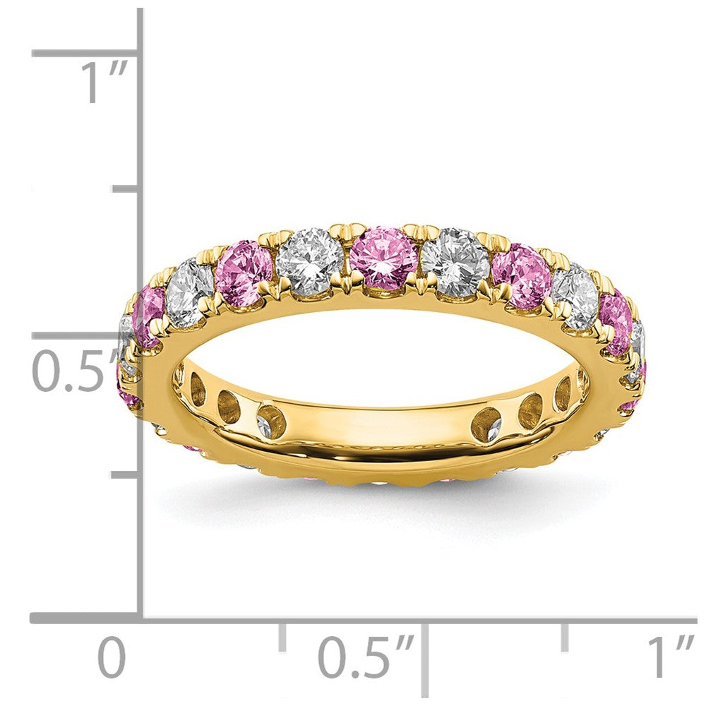 14K Lab Grown Diamond VS/SI FGH & Cr Pink Sapp Eternity Band