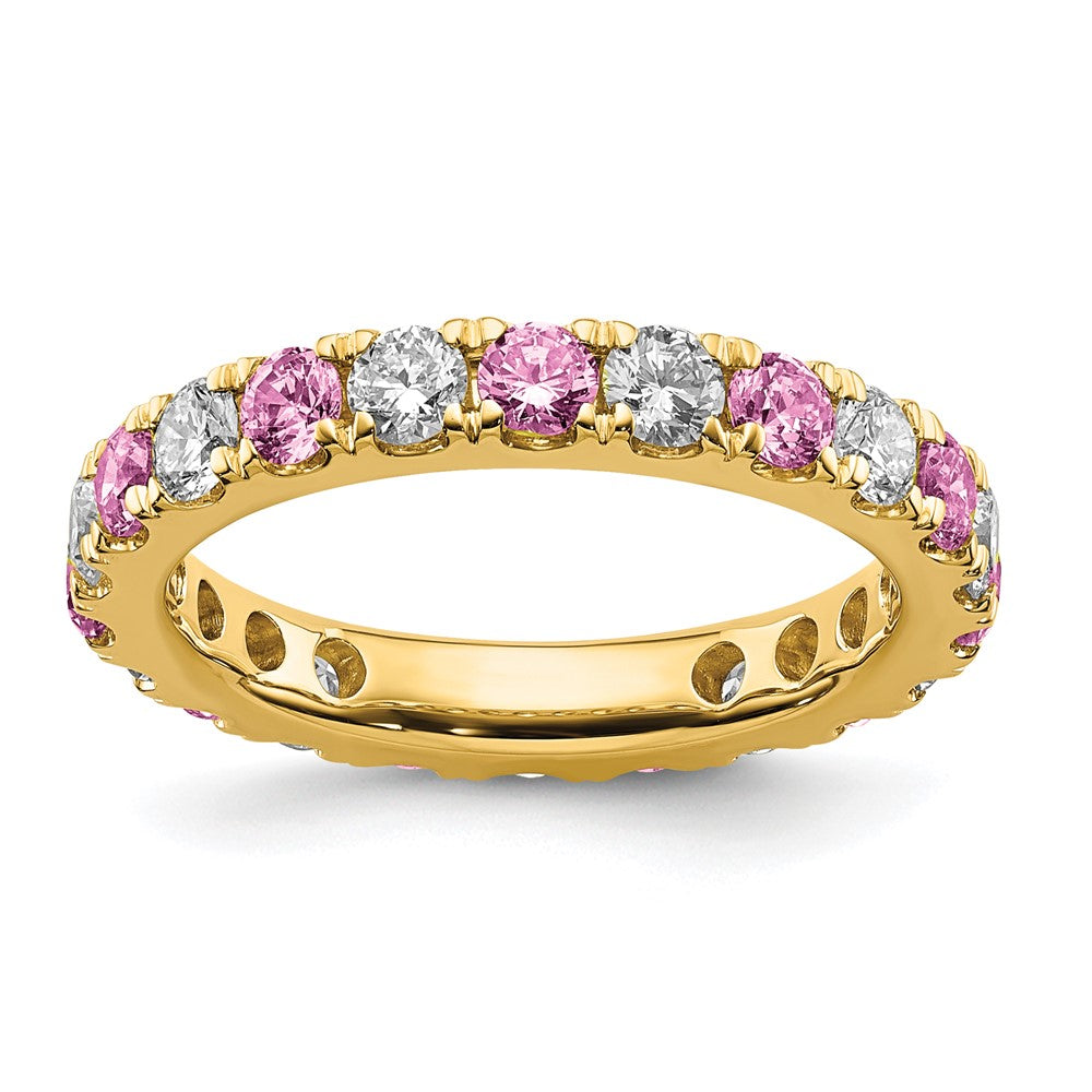 14K Lab Grown Diamond VS/SI FGH & Cr Pink Sapp Eternity Band