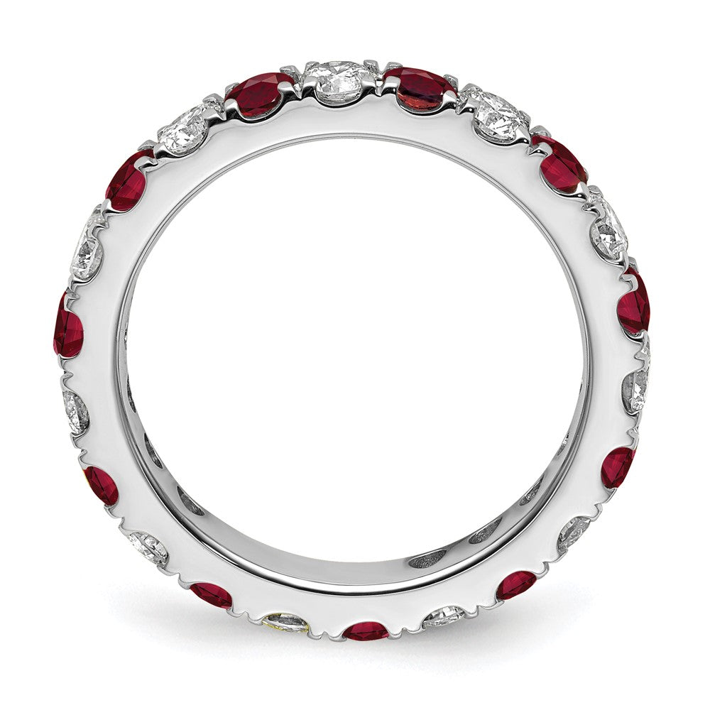 14K White Gold Lab Grown Diamond VS/SI FGH & Cr Ruby Eternity Band