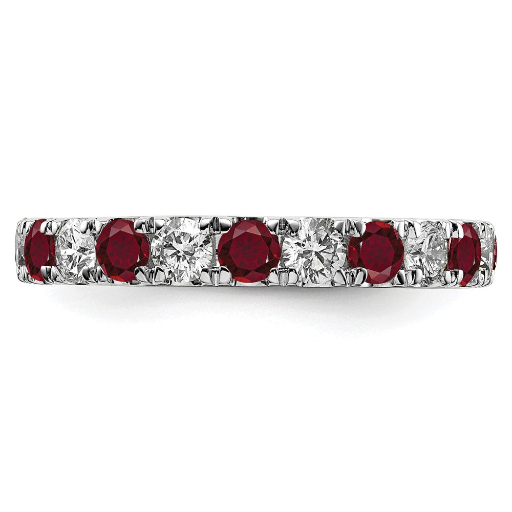 14K White Gold Lab Grown Diamond VS/SI FGH & Cr Ruby Eternity Band