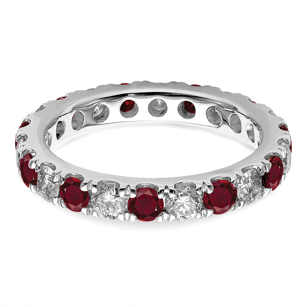 14K White Gold Lab Grown Diamond VS/SI FGH & Cr Ruby Eternity Band