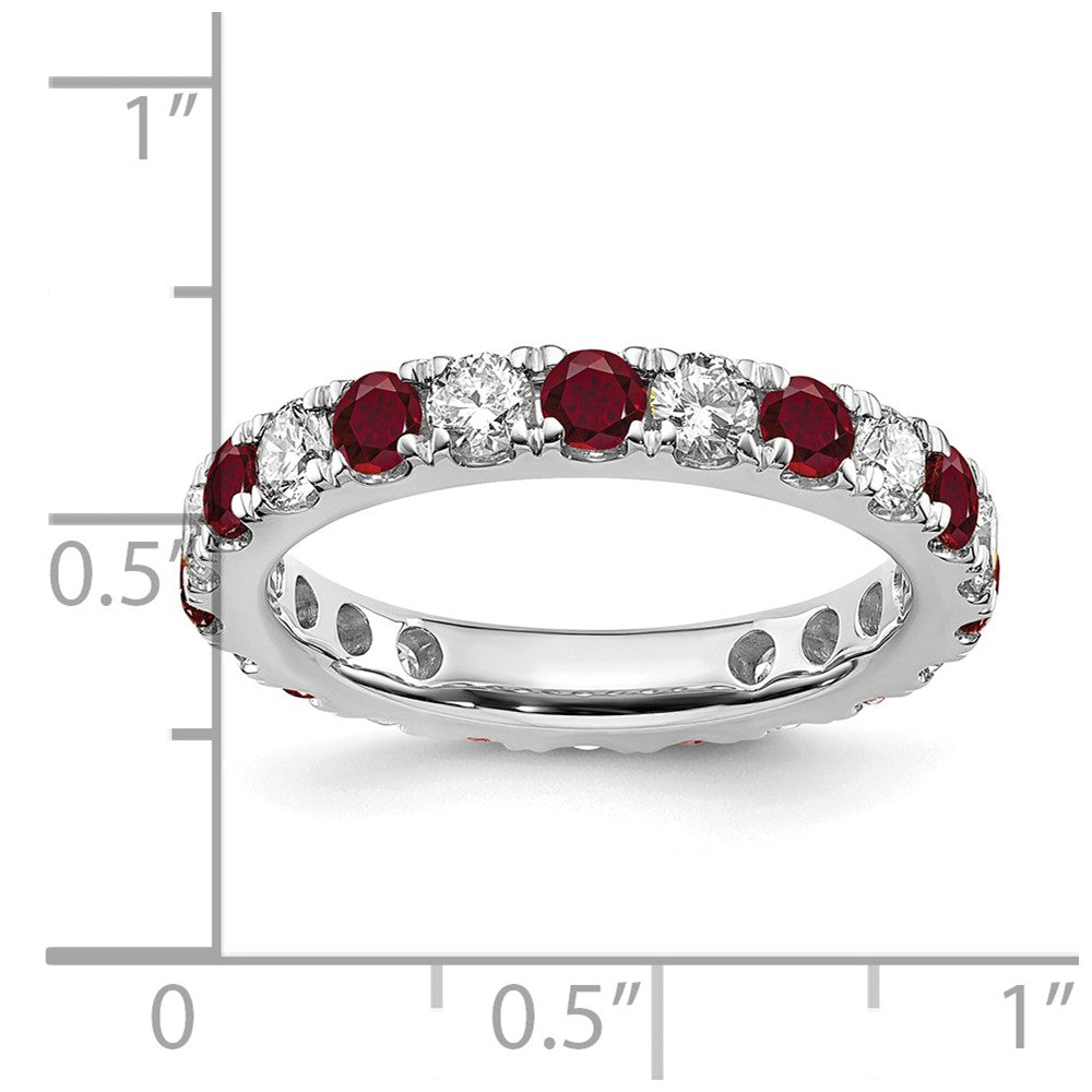 14K White Gold Lab Grown Diamond VS/SI FGH & Cr Ruby Eternity Band