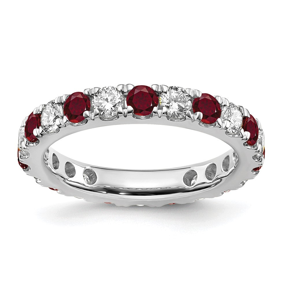 14K White Gold Lab Grown Diamond VS/SI FGH & Cr Ruby Eternity Band