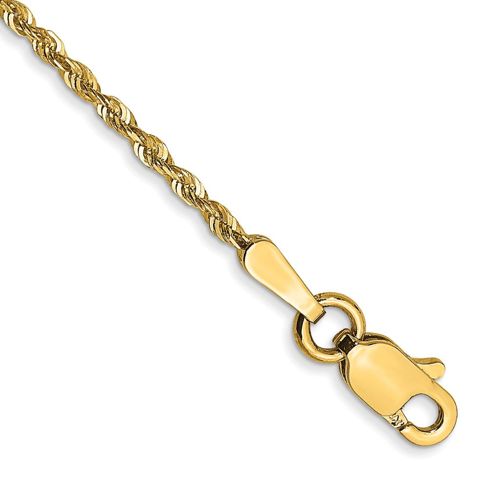 14K 6 inch 1.5mm Extra Light Diamond-cut Rope with Lobster Clasp Chain