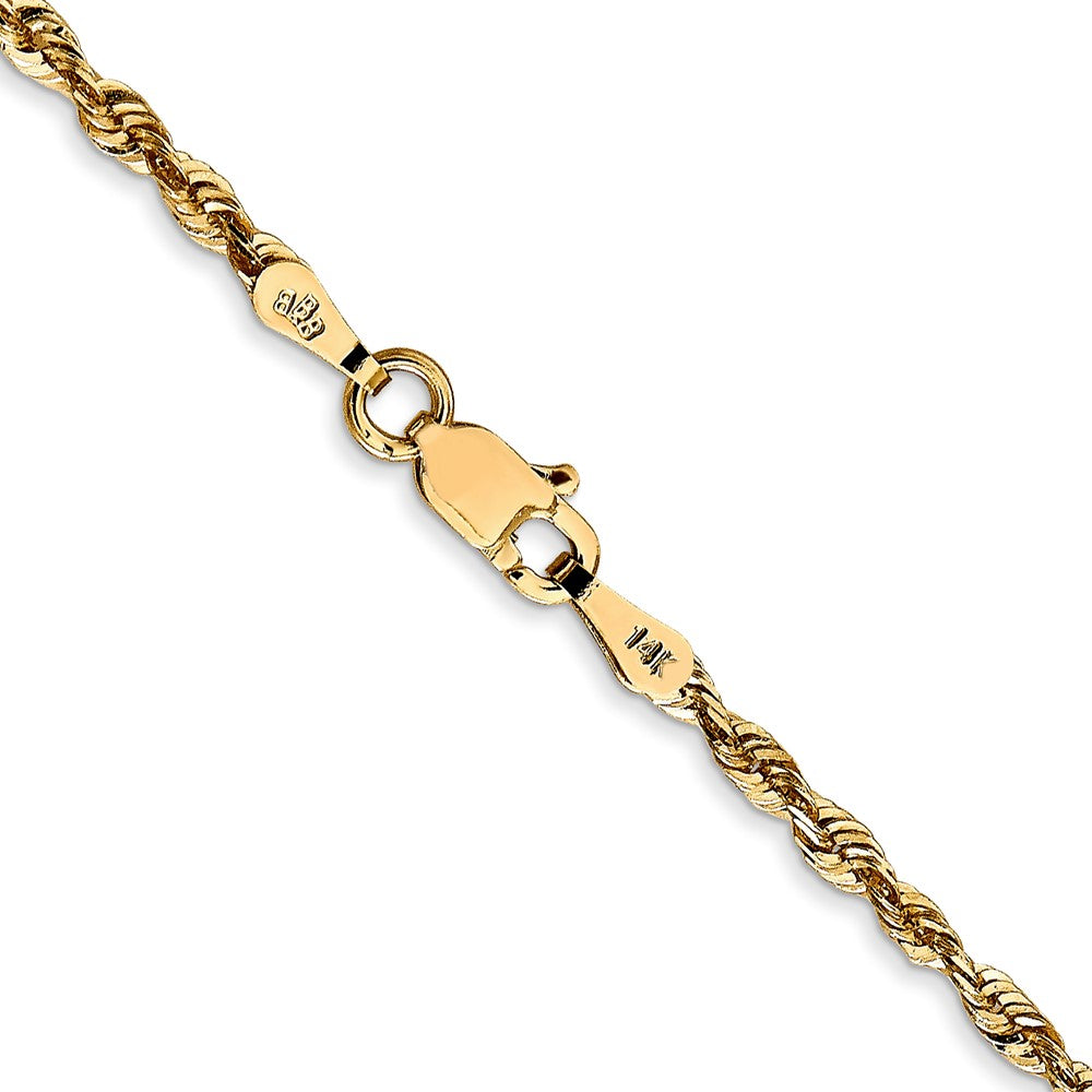 14K 24 inch 2.5mm Extra Light Diamond-cut Rope with Lobster Clasp Chain