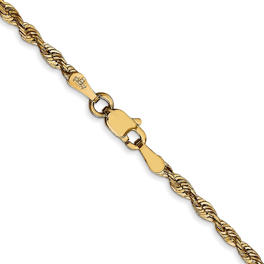 14K 24 inch 2.5mm Extra Light Diamond-cut Rope with Lobster Clasp Chain