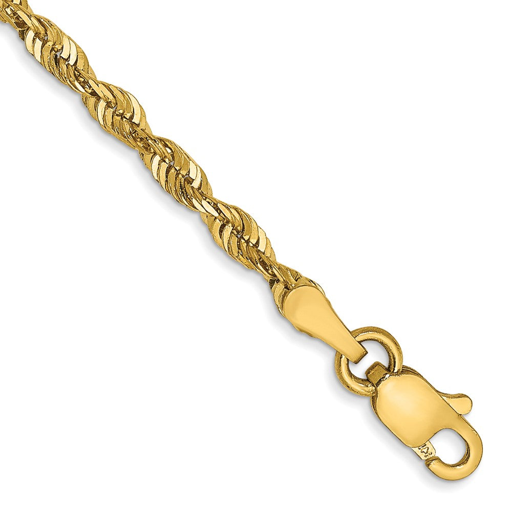 14K 8 inch 2.5mm Extra Light Diamond-cut Rope with Lobster Clasp Chain