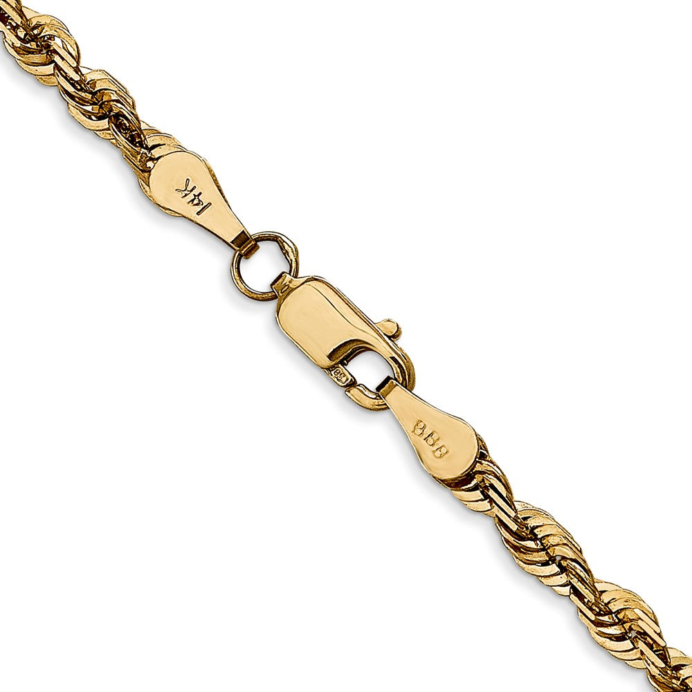 14K 24 inch 4mm Extra Light Diamond-cut Rope with Lobster Clasp Chain