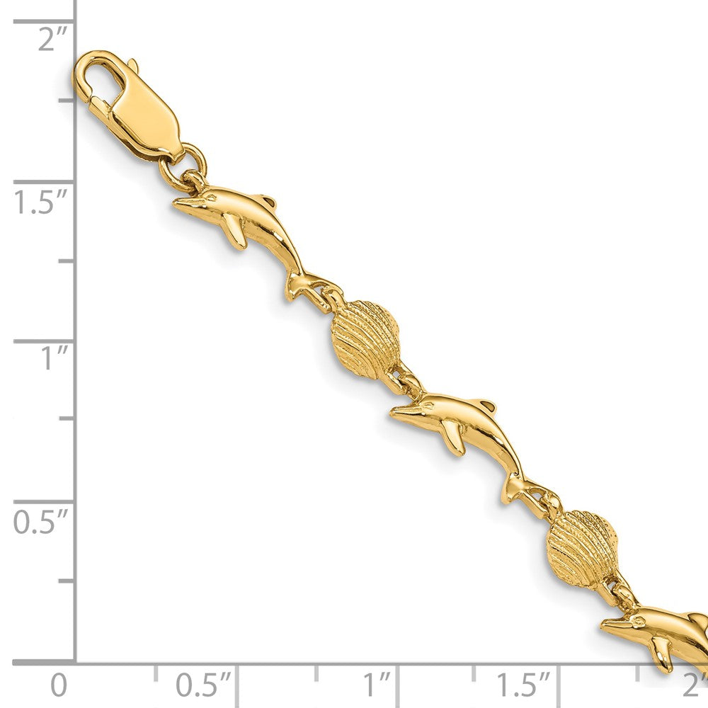 14K Dolphin and Shell Bracelet