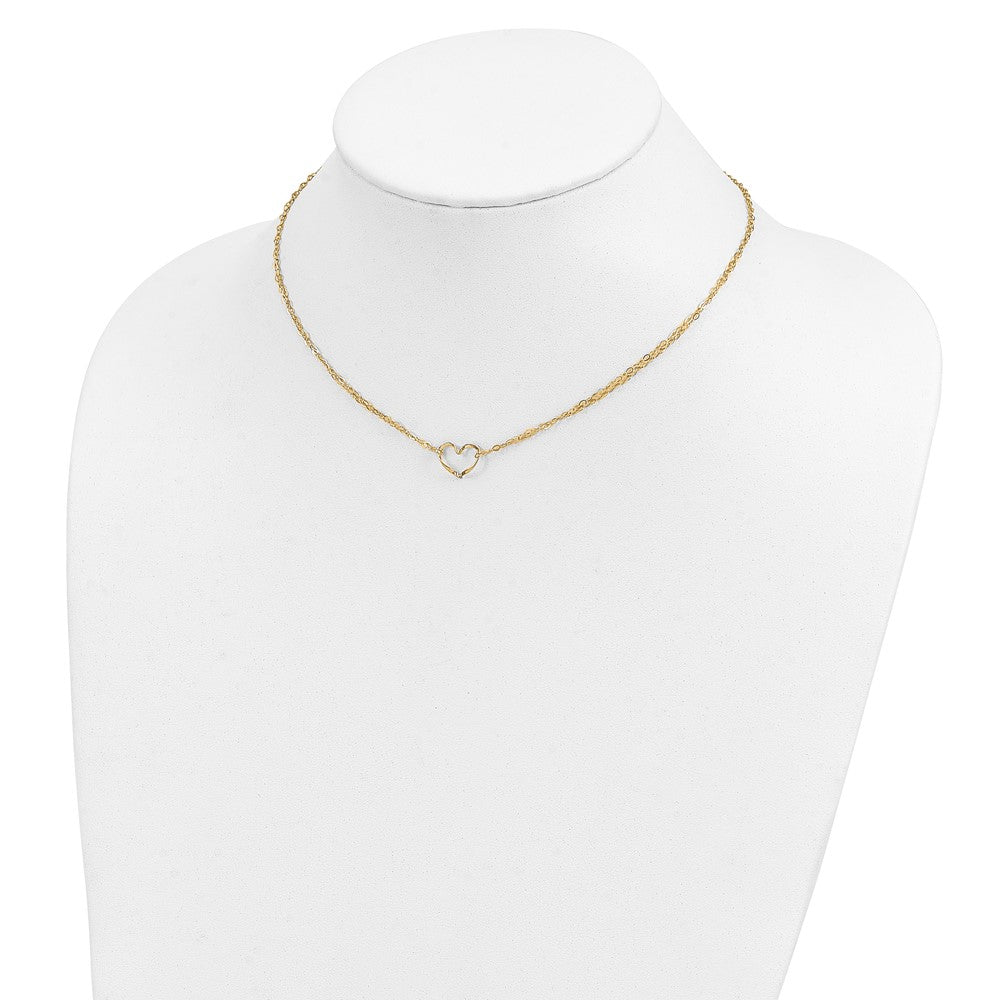 14K Adjustable Double Strand Heart Necklace