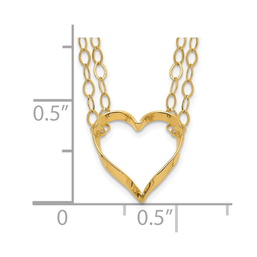 14K Adjustable Double Strand Heart Necklace