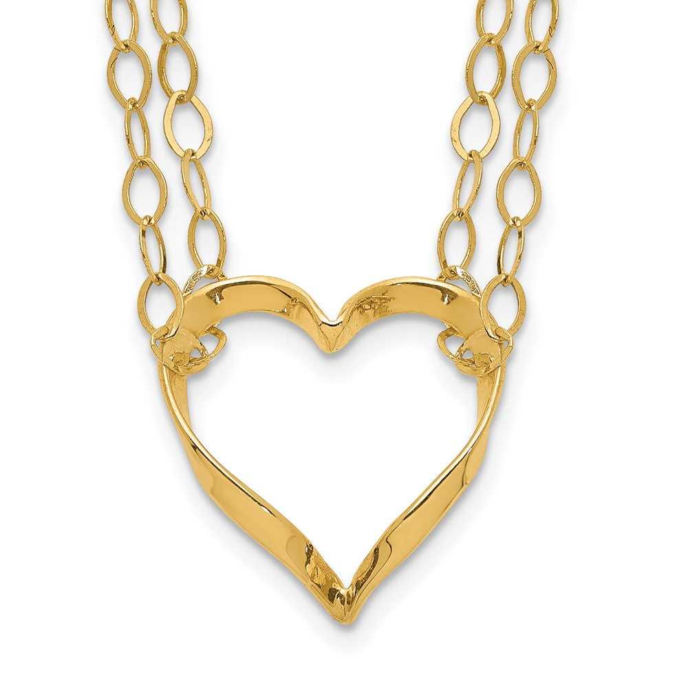 14K Adjustable Double Strand Heart Necklace