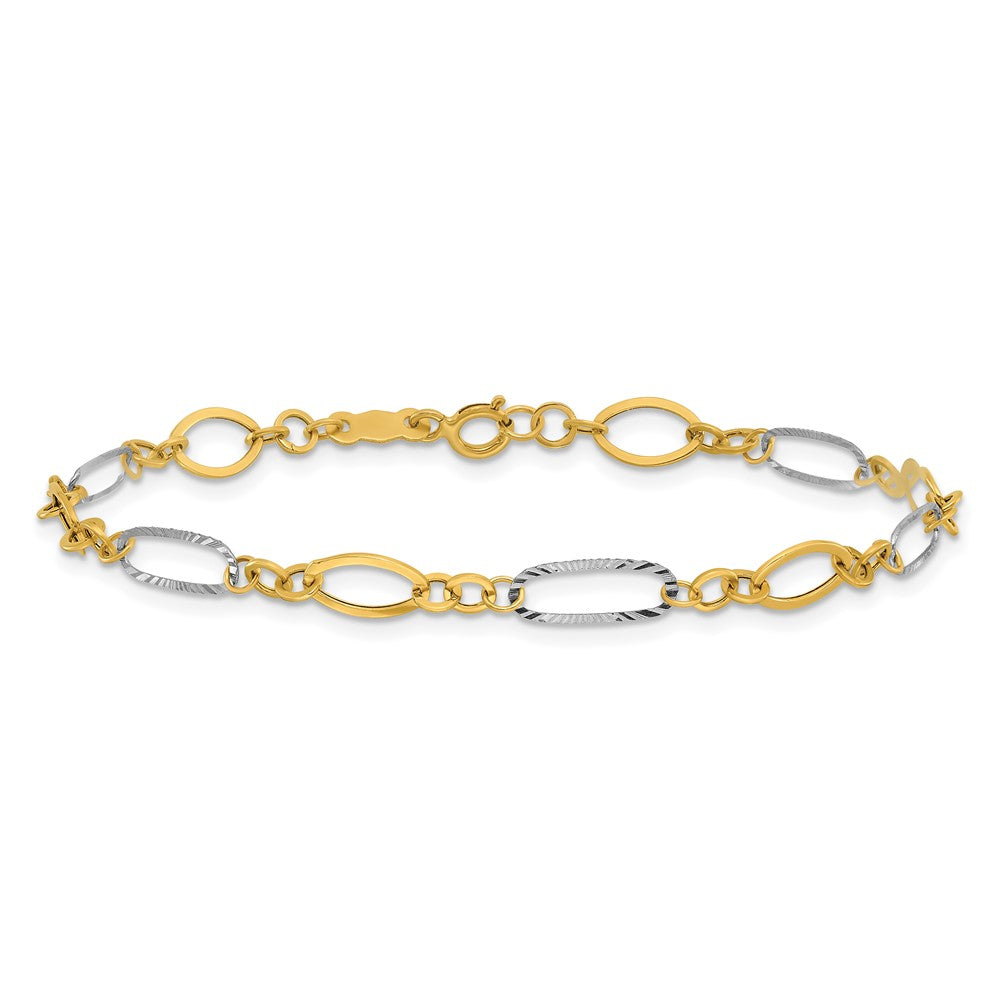 14k Two-tone Oval Link Bracelet