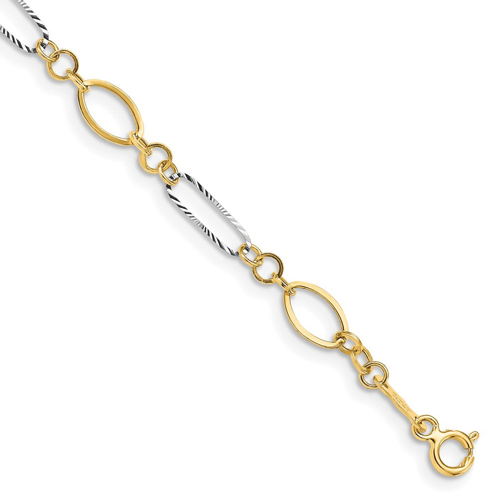 14k Two-tone Oval Link Bracelet